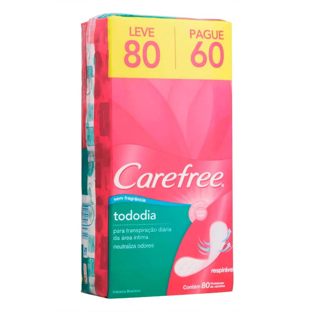 Absorvente Carefree Todo Dia Sem Perfume 80 Unidades