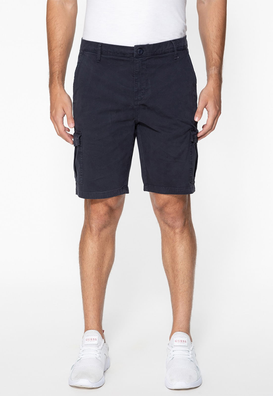 Bermuda Cargo Sarja Guess Azul Escuro