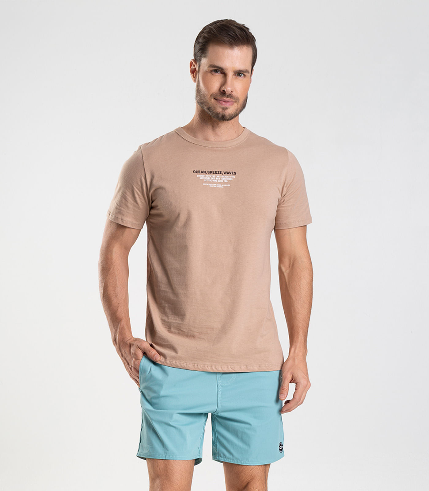 Bermuda Masculina De Microfibra Sarjada Long Bong Azul