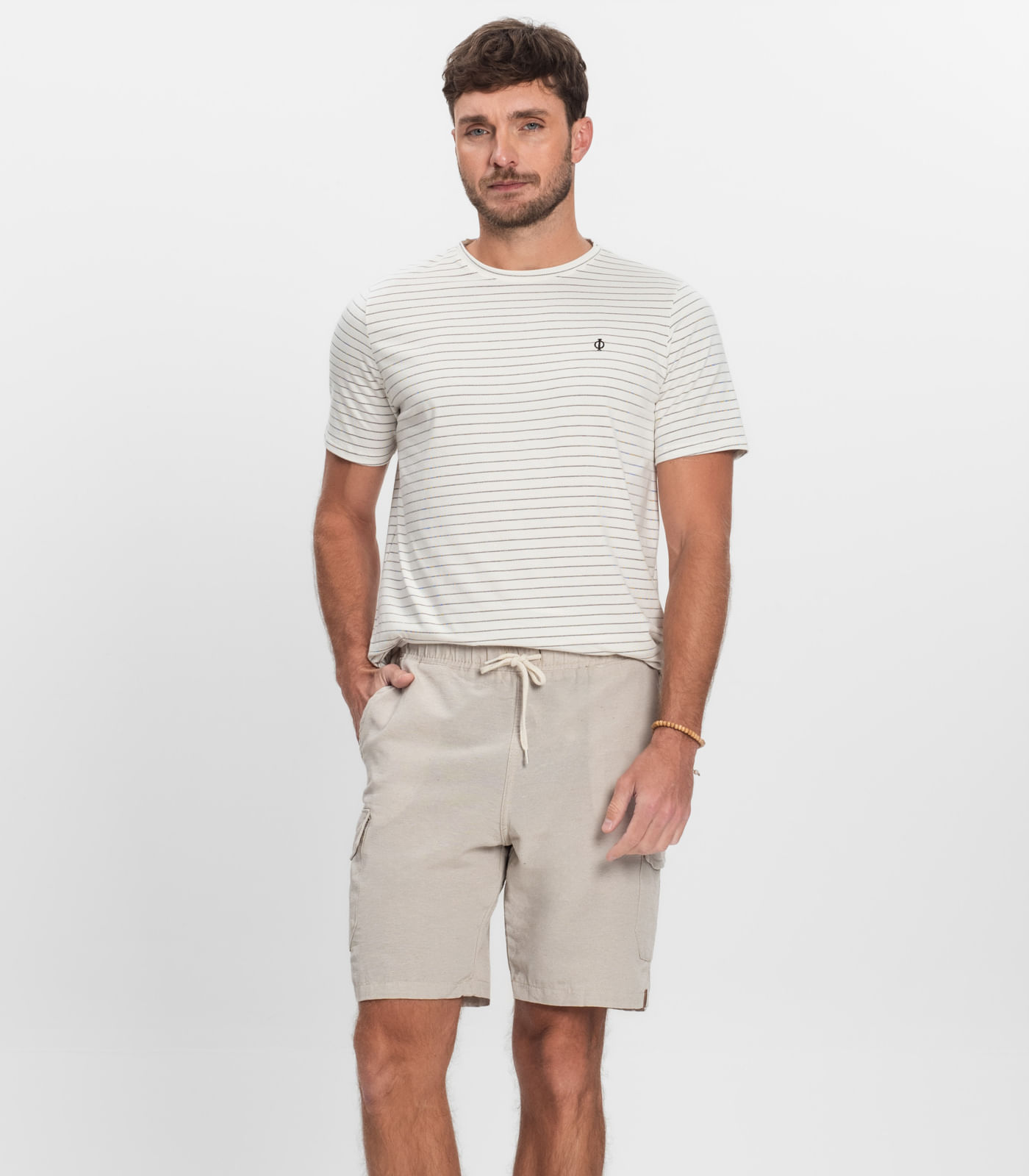 Bermuda Masculina Sarja Cargo Com Elástico Shift Cinza