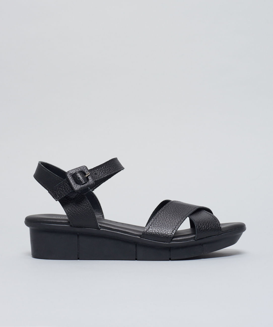 Anabela Couro Comfort - Preto