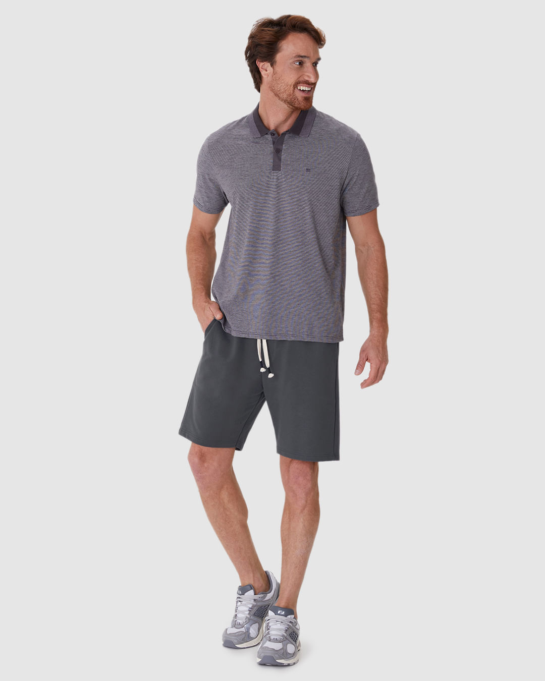 Bermuda Masculina Comfort Cadarço Funcional Em Moletom Sarjado
