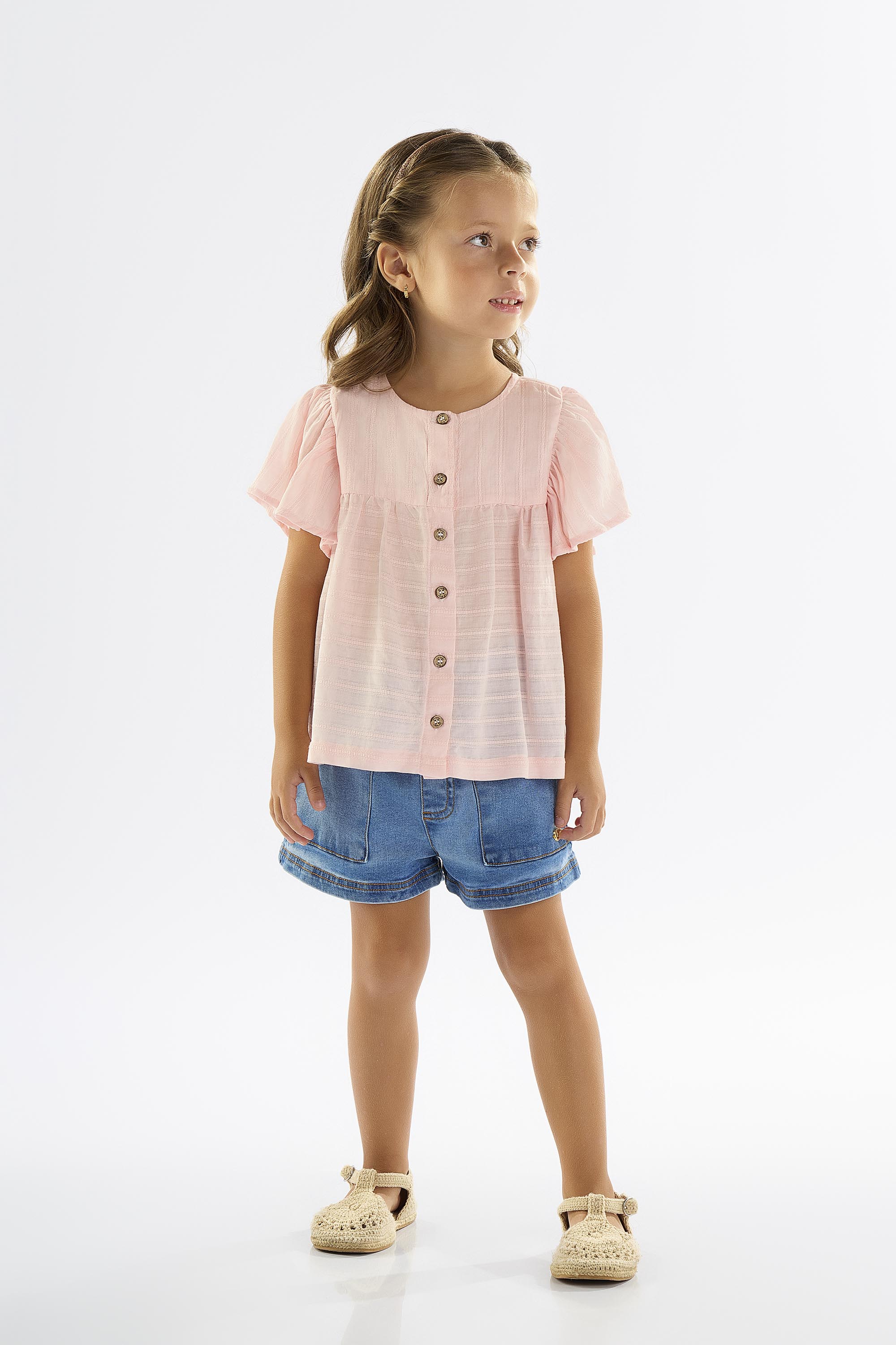 Bata Infantil para Menina em Cotton (Rosa) Up Baby