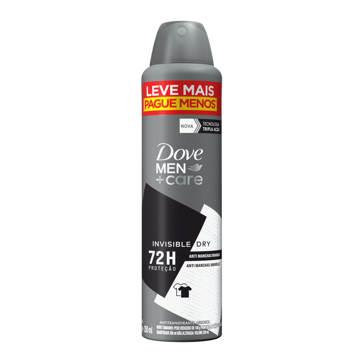 Antitranspirante Aerossol Invisible Dry Dove Men+Care 250ml Spray Leve Mais Pague Menos