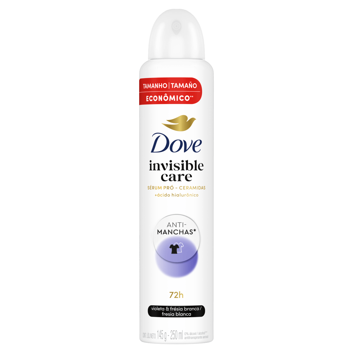 Antitranspirante Aerossol Invisible Dry Violeta e Frésia Branca Dove 250ml Spray Leve Mais Pague Menos