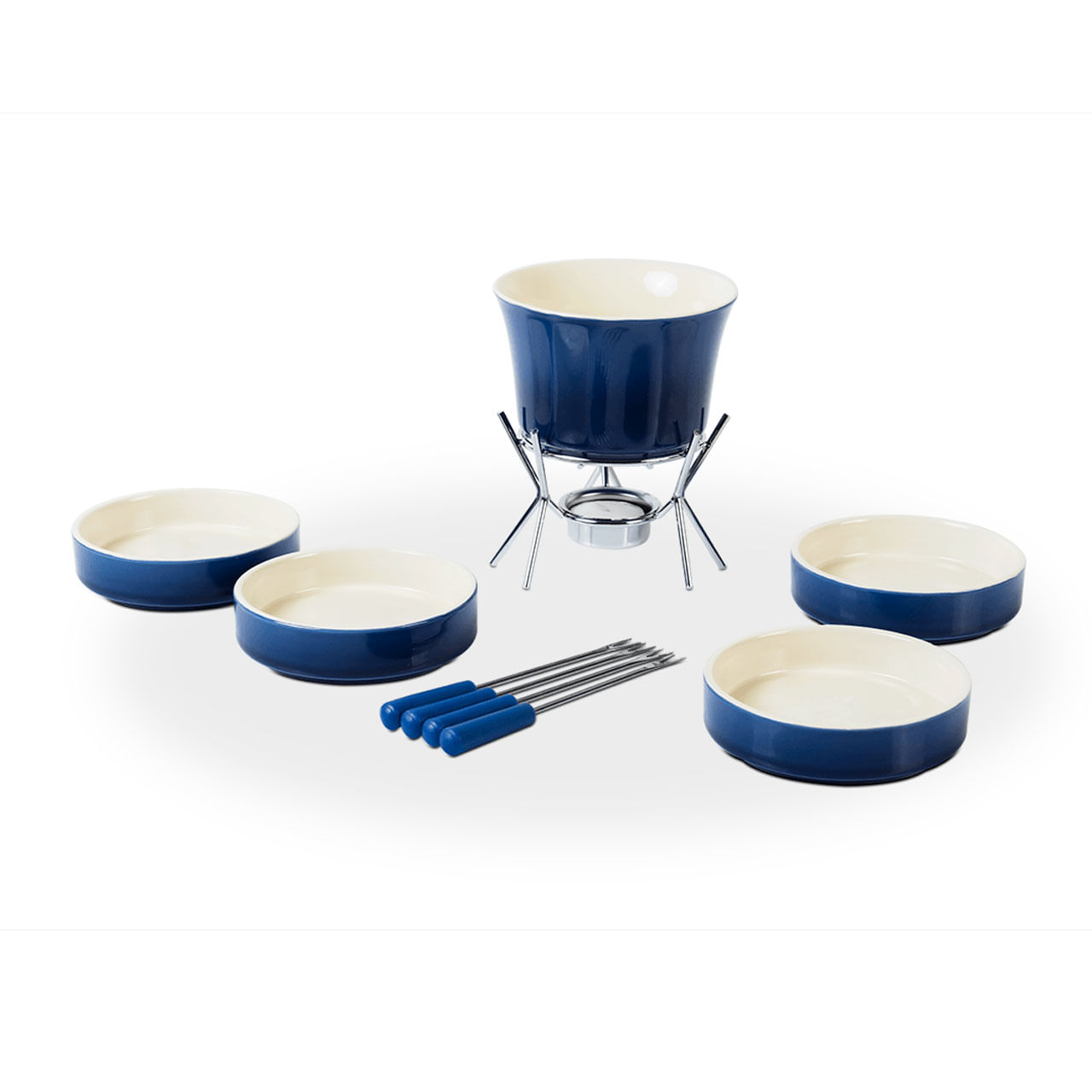 Aparelho De Fondue 11 Peças Azul Cerâmica Linha Fondue Brinox