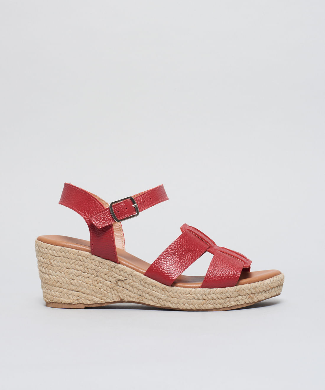Anabela Couro Pescador Duo - Vermelho