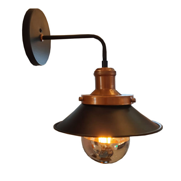 Arandela Industrial Tokyo Preto e Cobre Ideal Iluminação