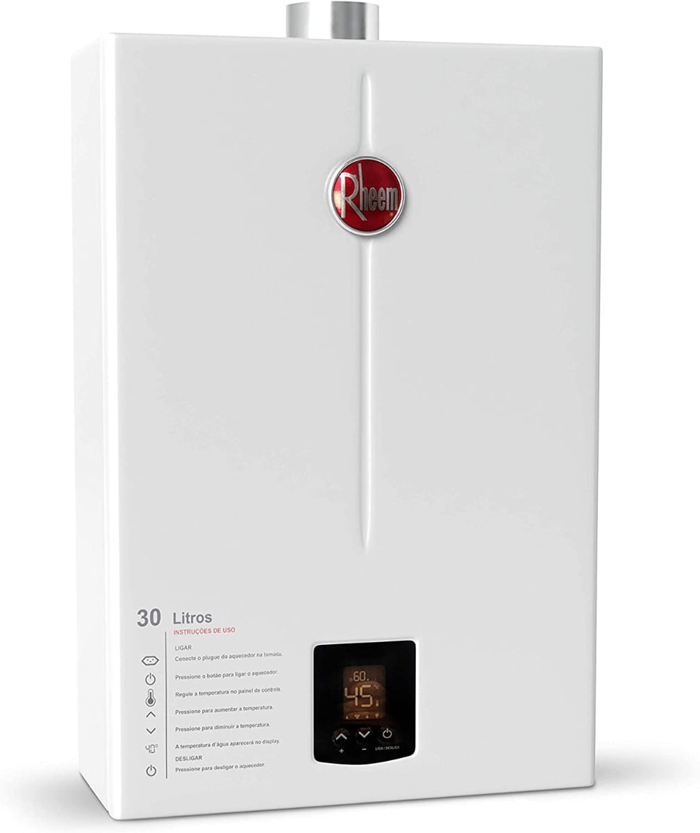 Aquecedor a Gás RB 30 Litros GN Digital Exaustão Forçada Bivolt Rheem