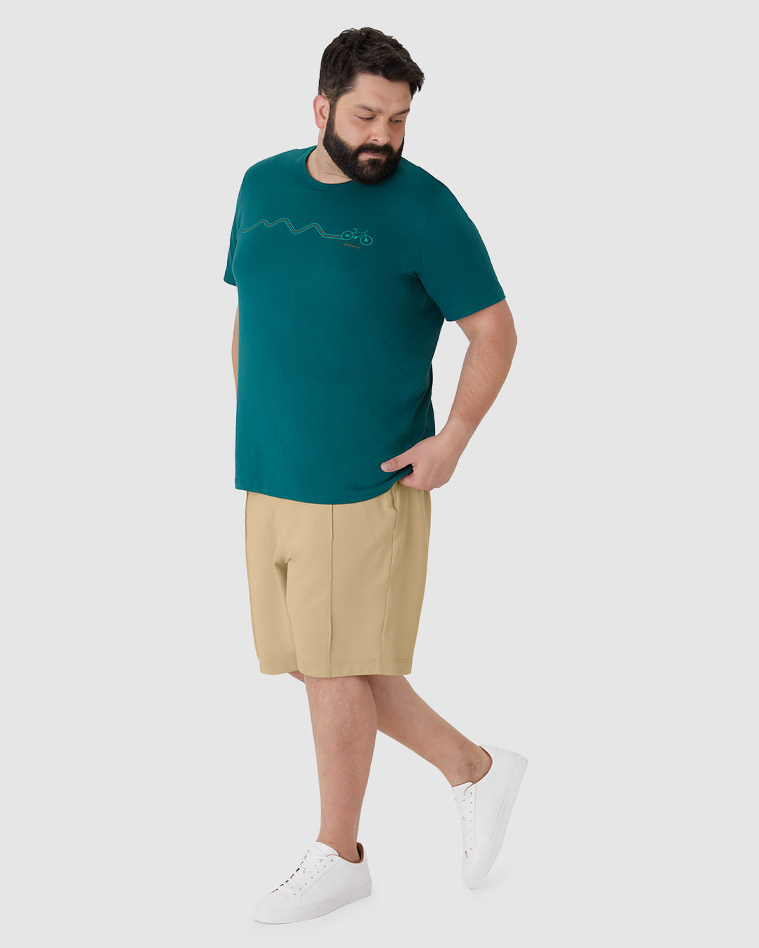 Bermuda Masculina Plus Size Bolso Faca Lateral Em Moletom Sarjado