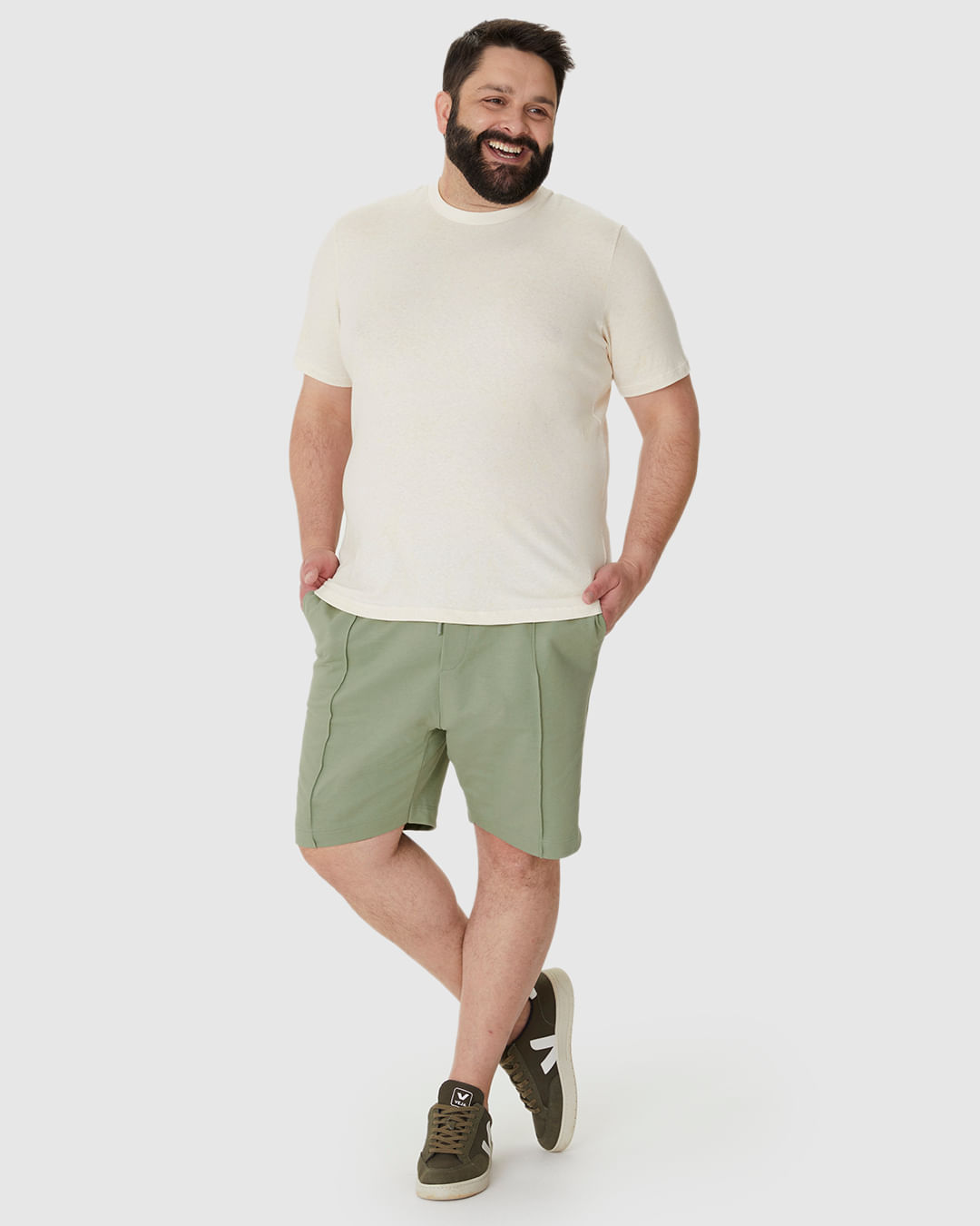 Bermuda Masculina Plus Size Bolso Faca Lateral Em Moletom Sarjado
