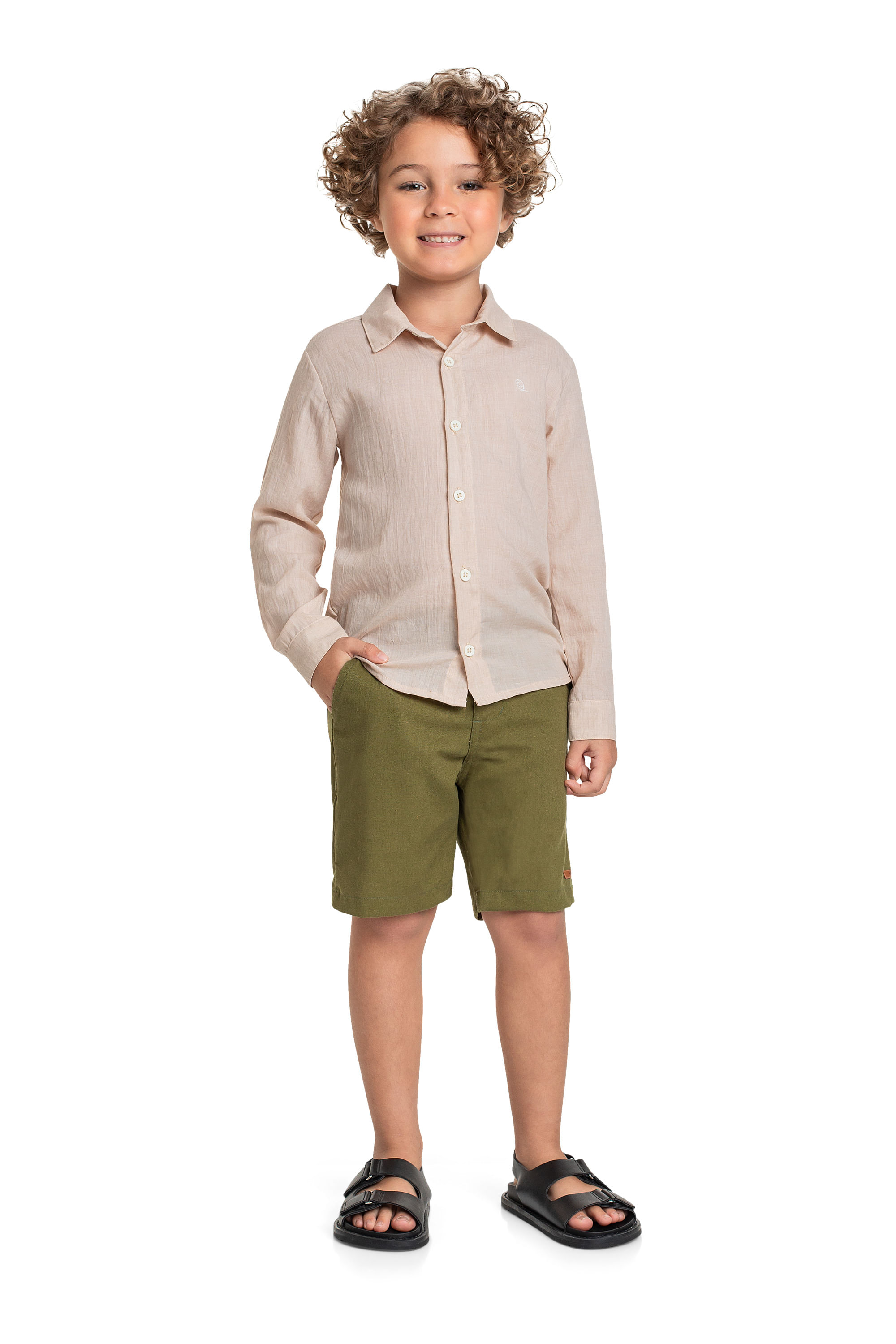 Bermuda Infantil em Tecido para Menino (Verde) Quimby