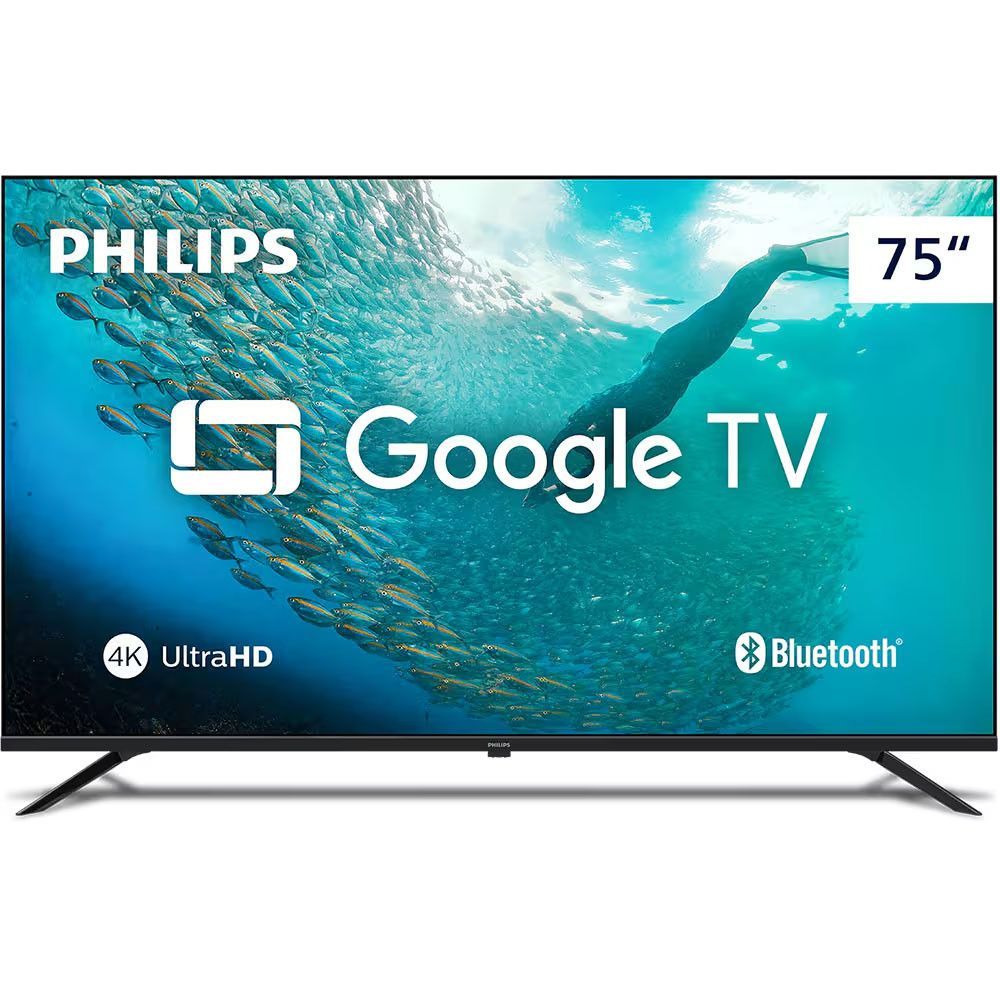 Smart TV 75 4K 75PUG7019/78 Google TV Dolby Audio Philips Preto Bivolt