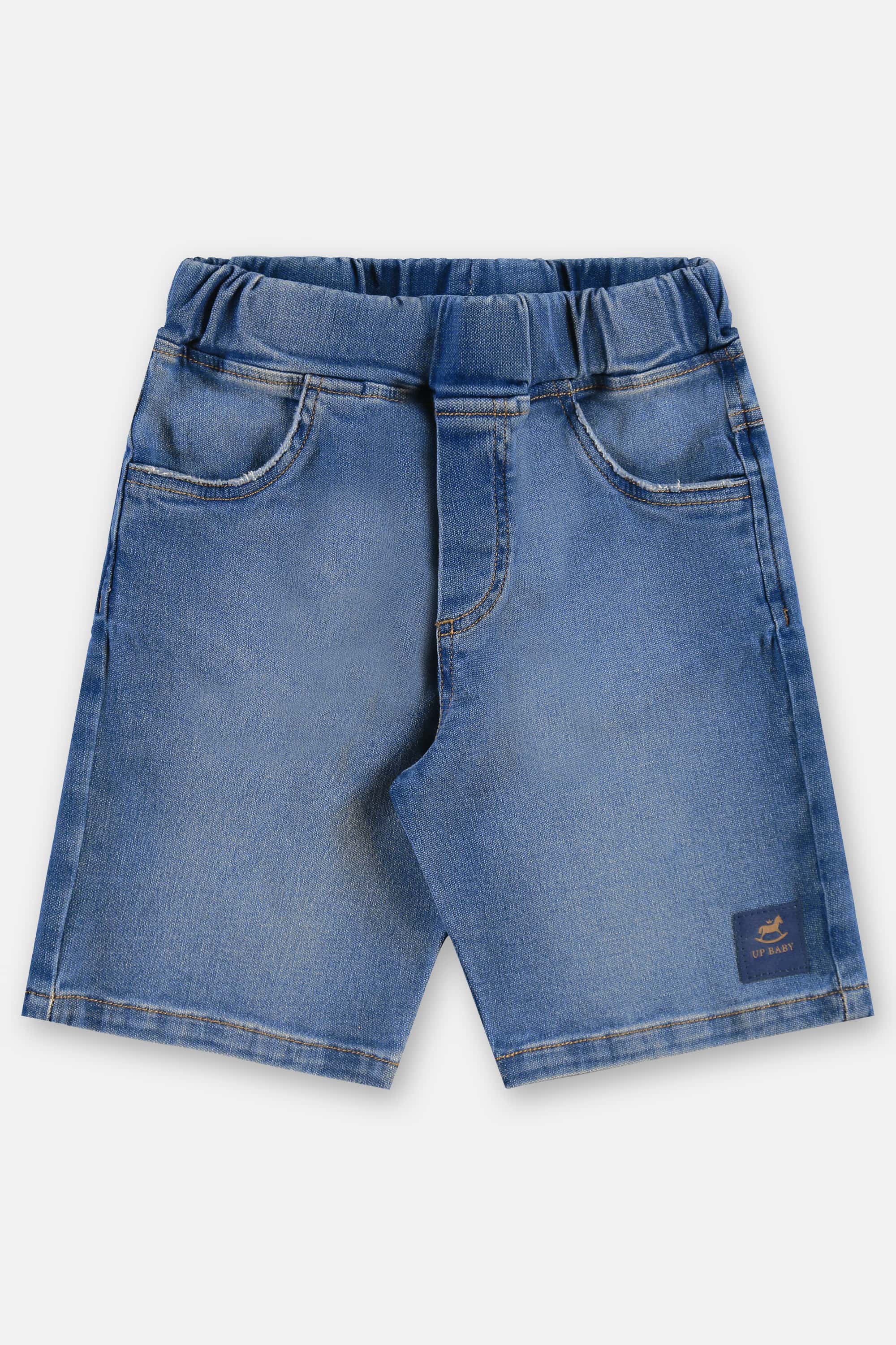 Bermuda Infantil Masculina em Jeans com Moletom (Azul) Up Baby
