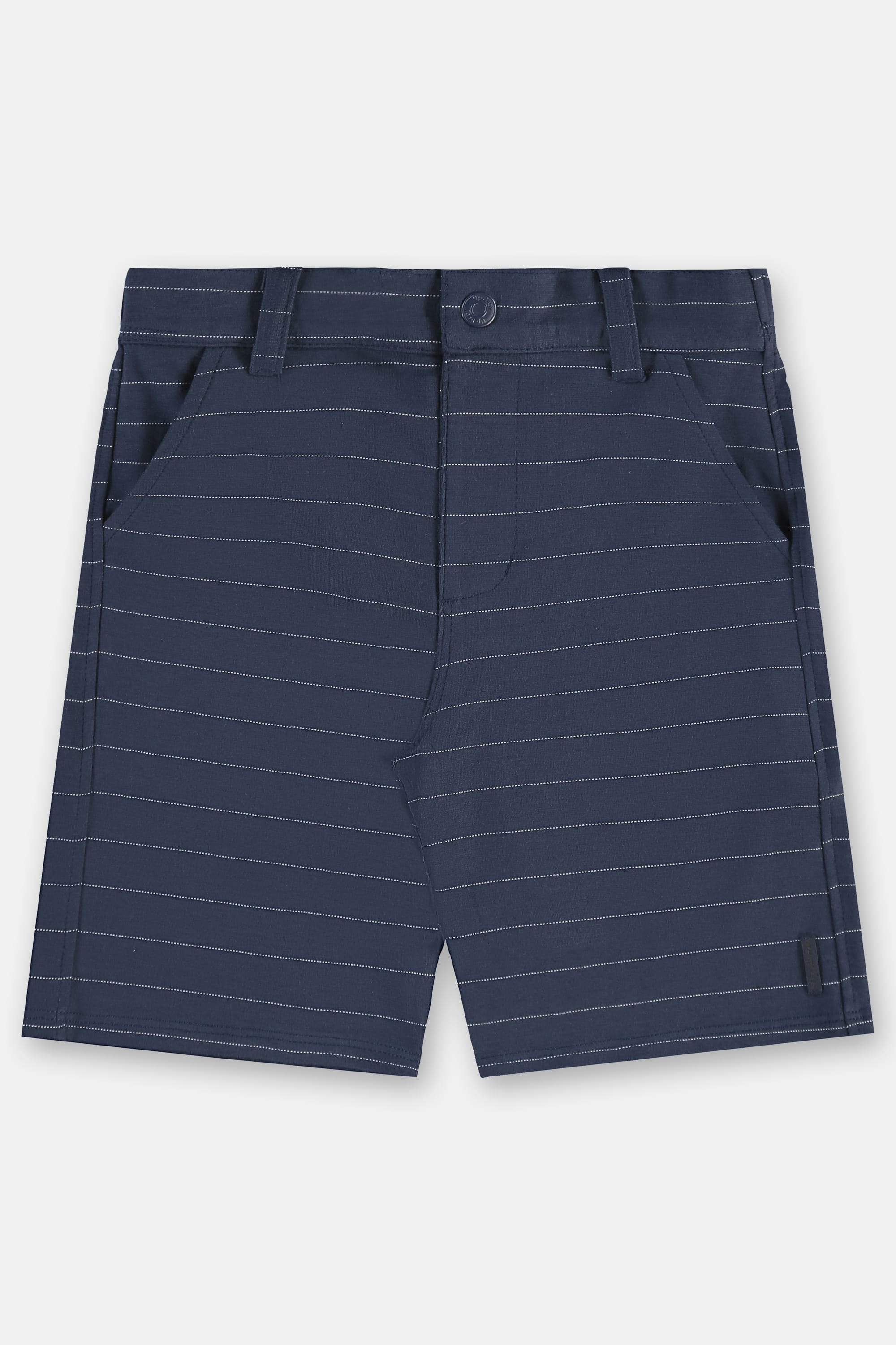 Bermuda Infantil Masculina em Malha Risca de Giz (Azul) Up Baby