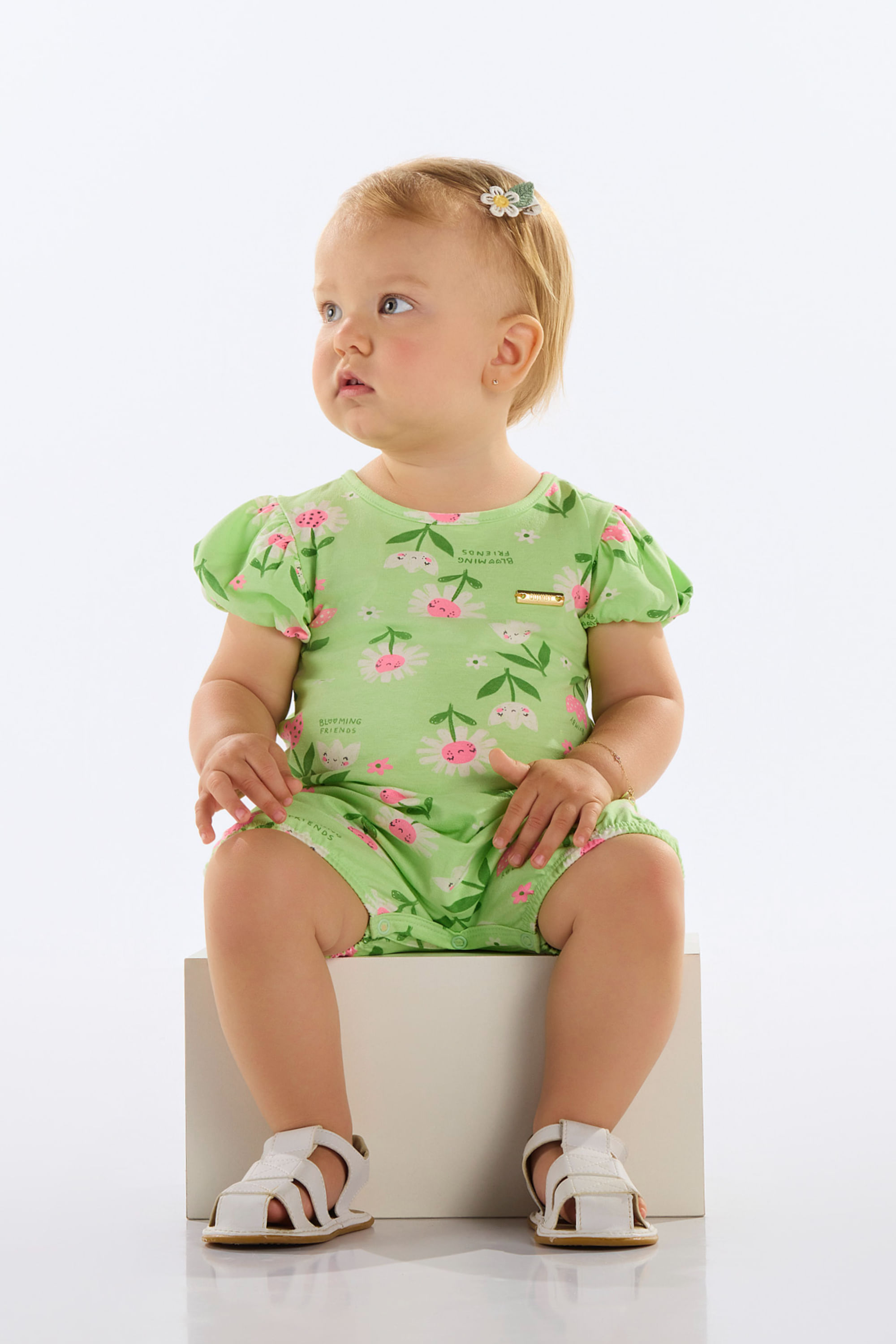 Banho de Sol de Florezinhas para Bebê Menina (Verde) Quimby