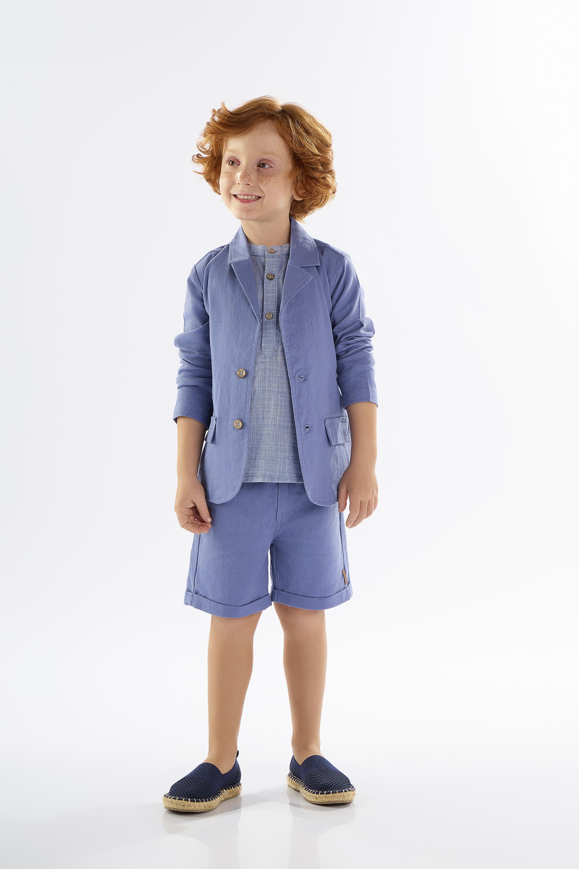 Bermuda Infantil para Menino em Linho com Elastano (Azul) Up Baby