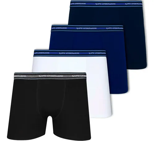 Kit 4 Cuecas Boxer Lupo Algodão Confortáveis