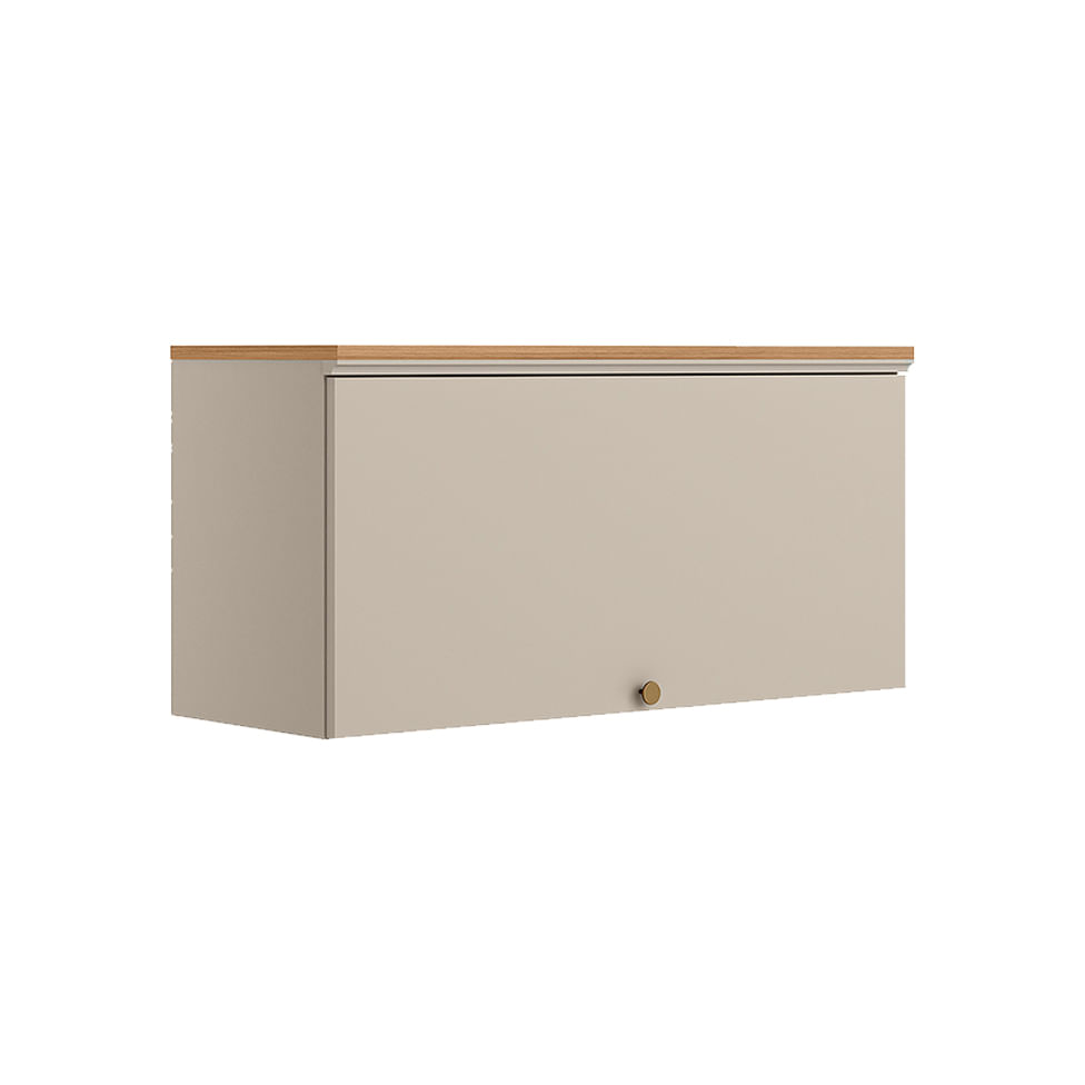 Armário Aéreo Atena para Cozinha Porta Basculante Natural e Off White 80cm