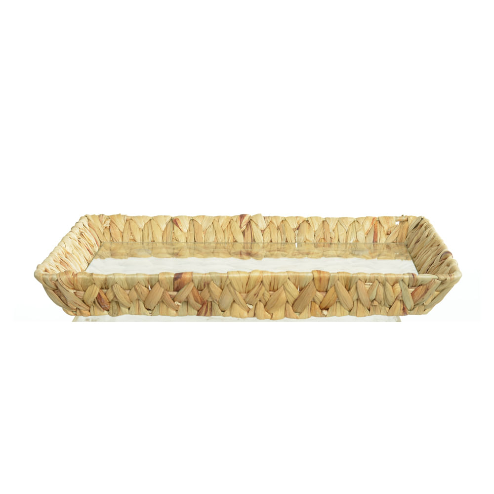 Bandeja Decorativa Fibra Natural 6x39x29cm Flor Arte