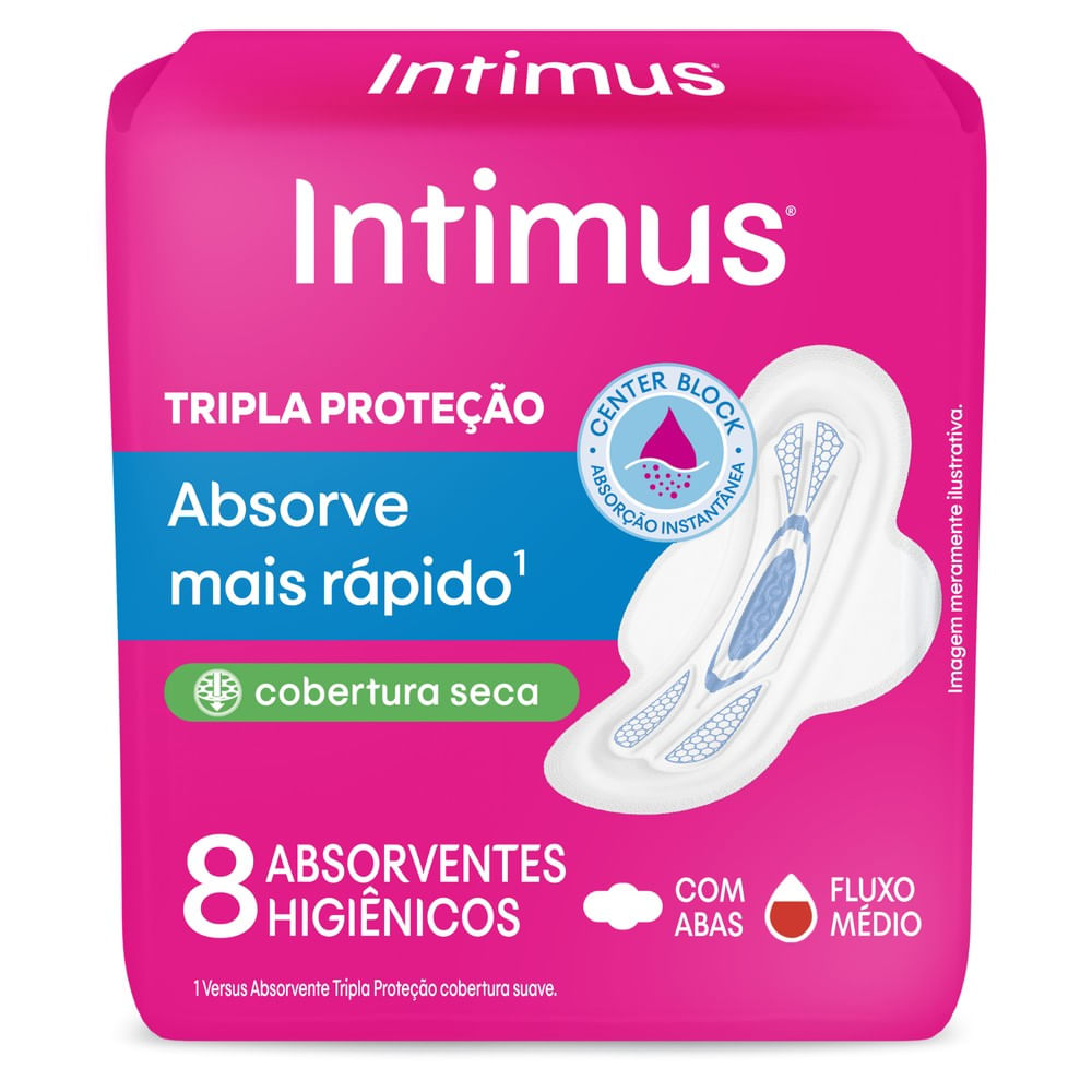 Absorvente Externo Intimus Tripla Proteção Seca com Abas - 8 unidades