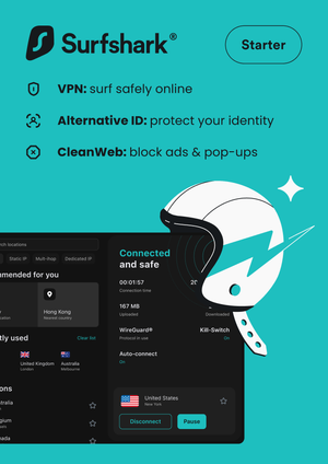 2 Meses de Surfshark VPN - Dispositivos ilimitados, Bloqueador de anúncios