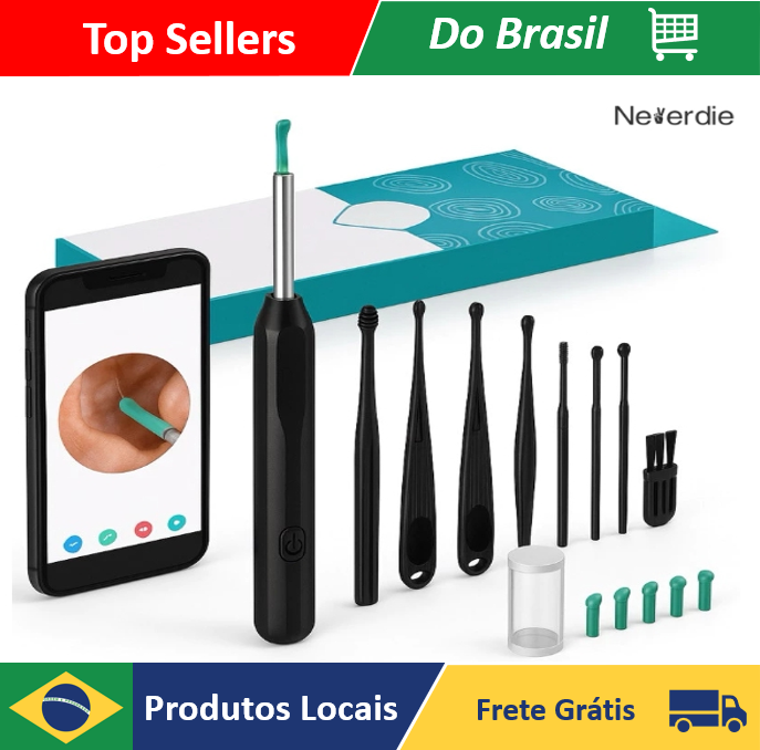 [Do BR ] Limpador de Cera de Ouvido Otoscópio NE3 com Câmera