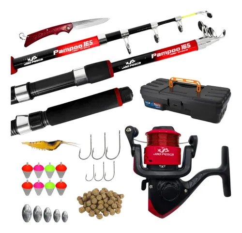 Vara de Pesca 20lbs com Molinete e Linha Jau Pesca