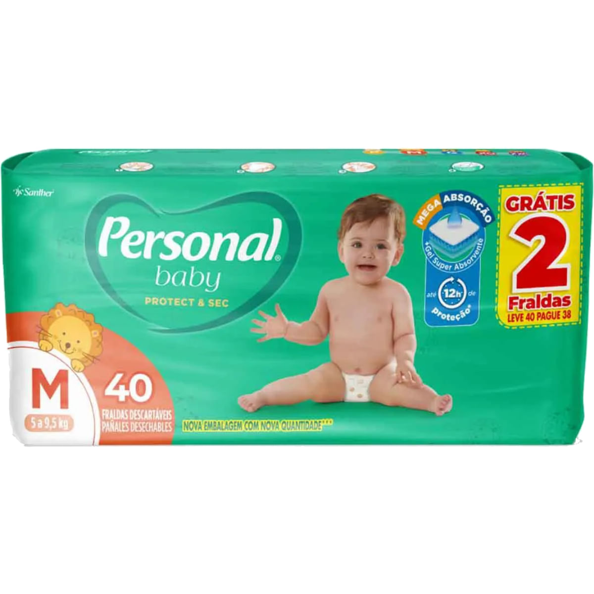 [R$ 0,75/ Uni]  Fralda Personal Protect e Sec M Leve 40 Pague 38 Unidades.