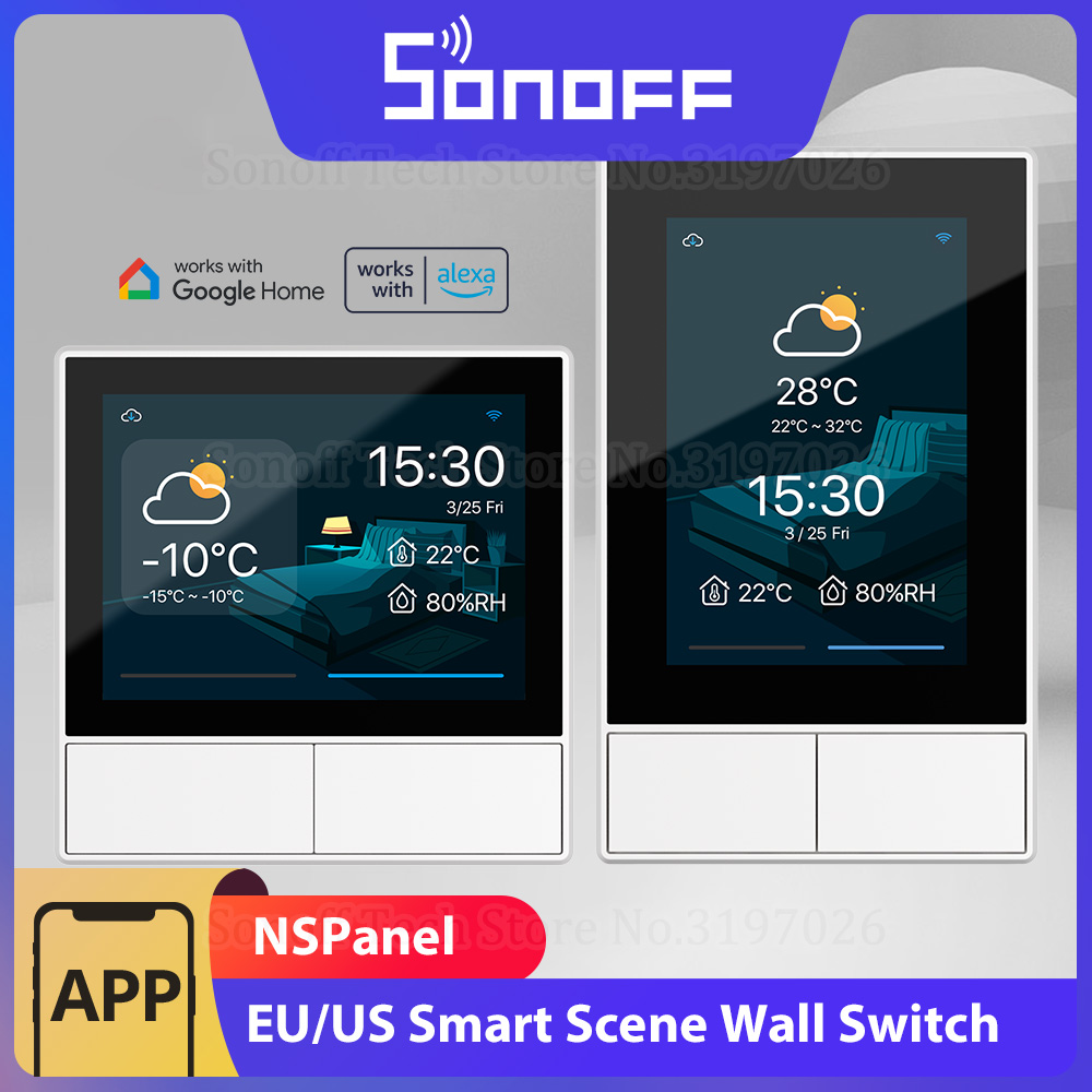 [Moedas R$268] Interruptor de parede Inteligente com app Sonoff NSPanel HMI 