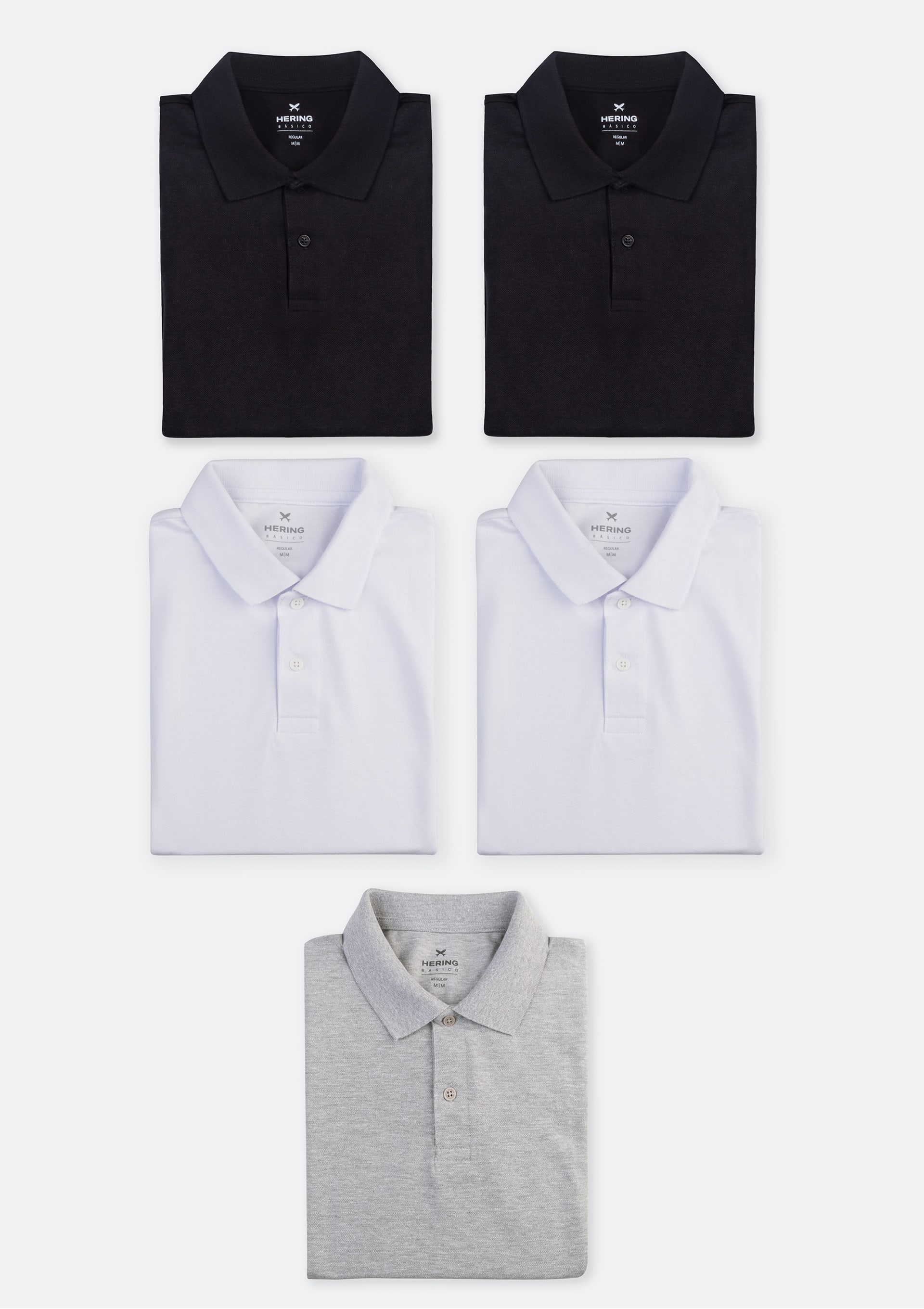Kit 5 Camisas Polo Masculinas Manga Curta Hering