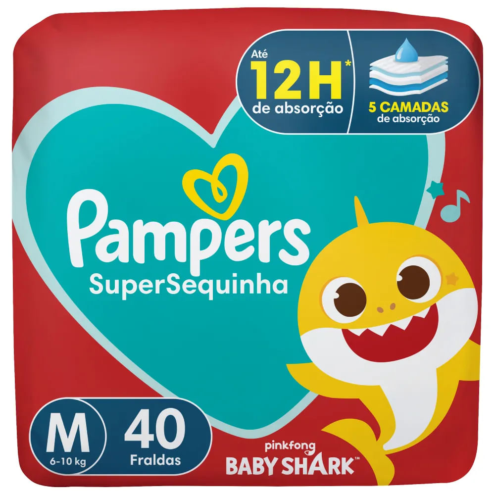 (R$ 0,97/tira) Pampers Fralda Descartável Supersequinha M 40 Unidades
