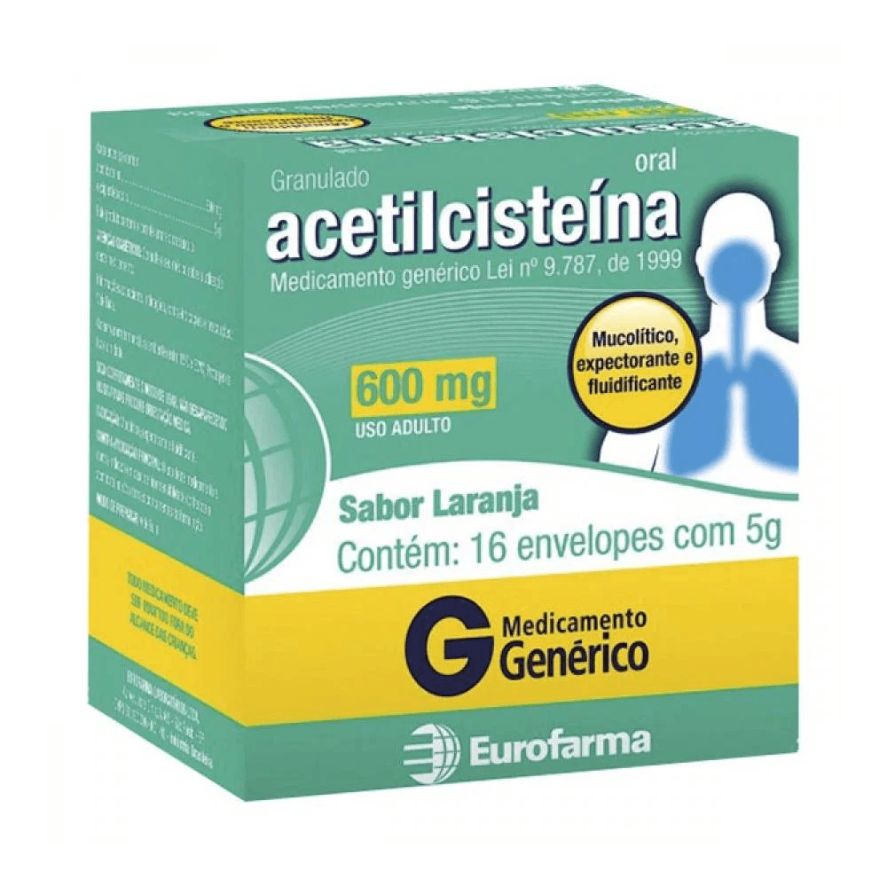 Acetilcisteína 600mg Granulado 16 Envelopes De 5g Eurofarma