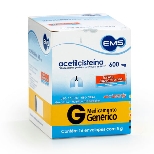 Acetilcisteína 600mg Granulado 16 Envelopes De 5g Ems