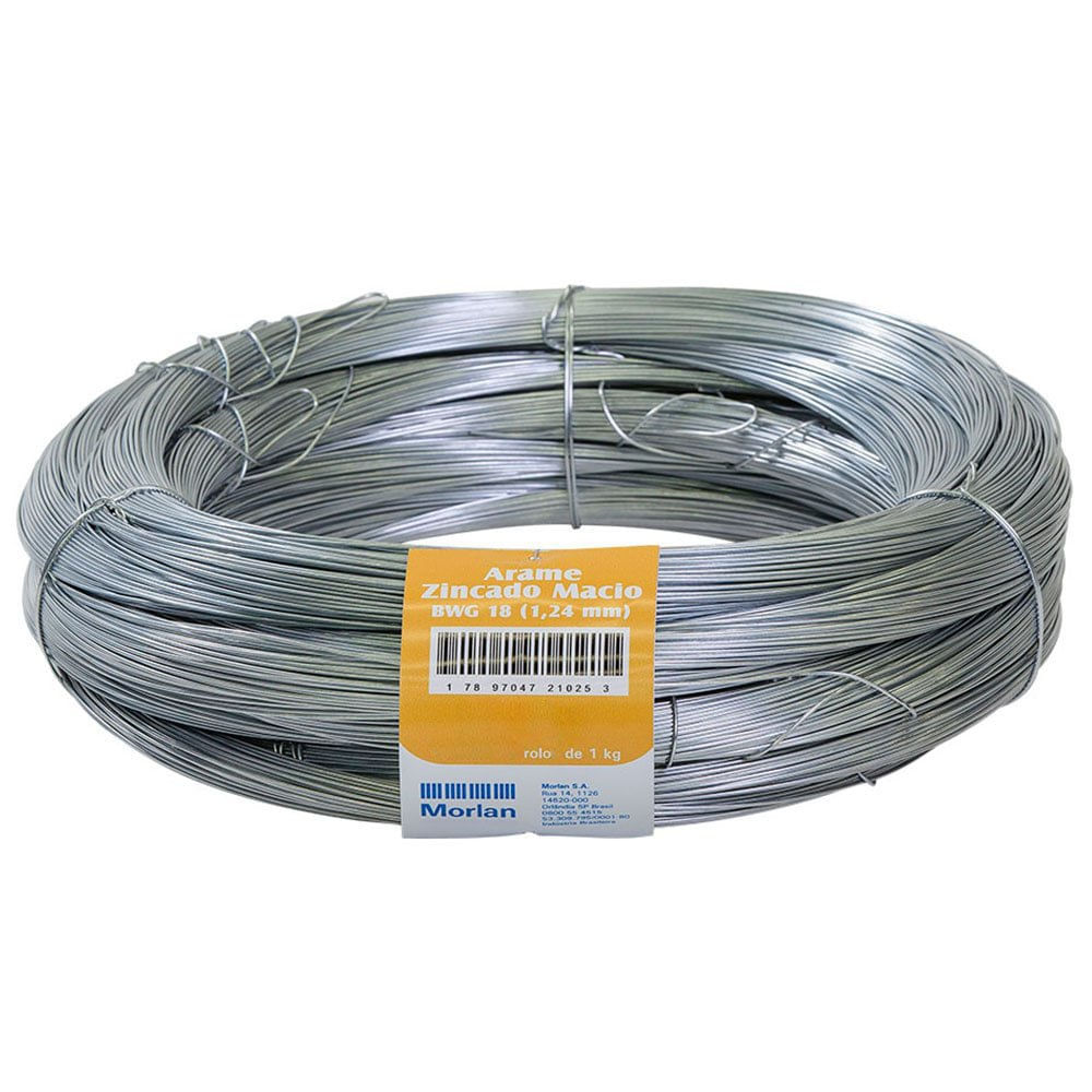 Arame Liso BWG 18 1,24mm 1kg Galvanizado Morlan