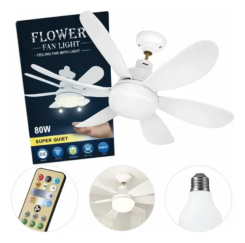 Ventilador de Teto 80w com Luz Led em 3 Cores, Controle Remoto, Temporizador, Bivolt