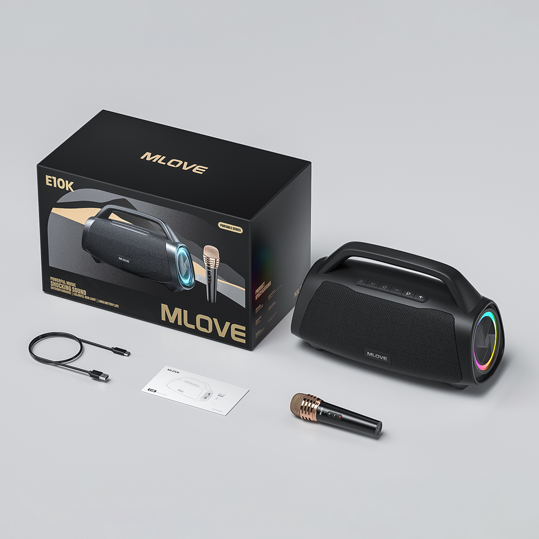 MLOVE E10K 120W Caixa de Som com Microfone