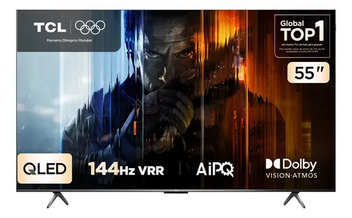 Smart TV TCL 55 Polegadas QLED 4K P8K 144Hz HDR10+ Dolby Atmos Vision 55P8K