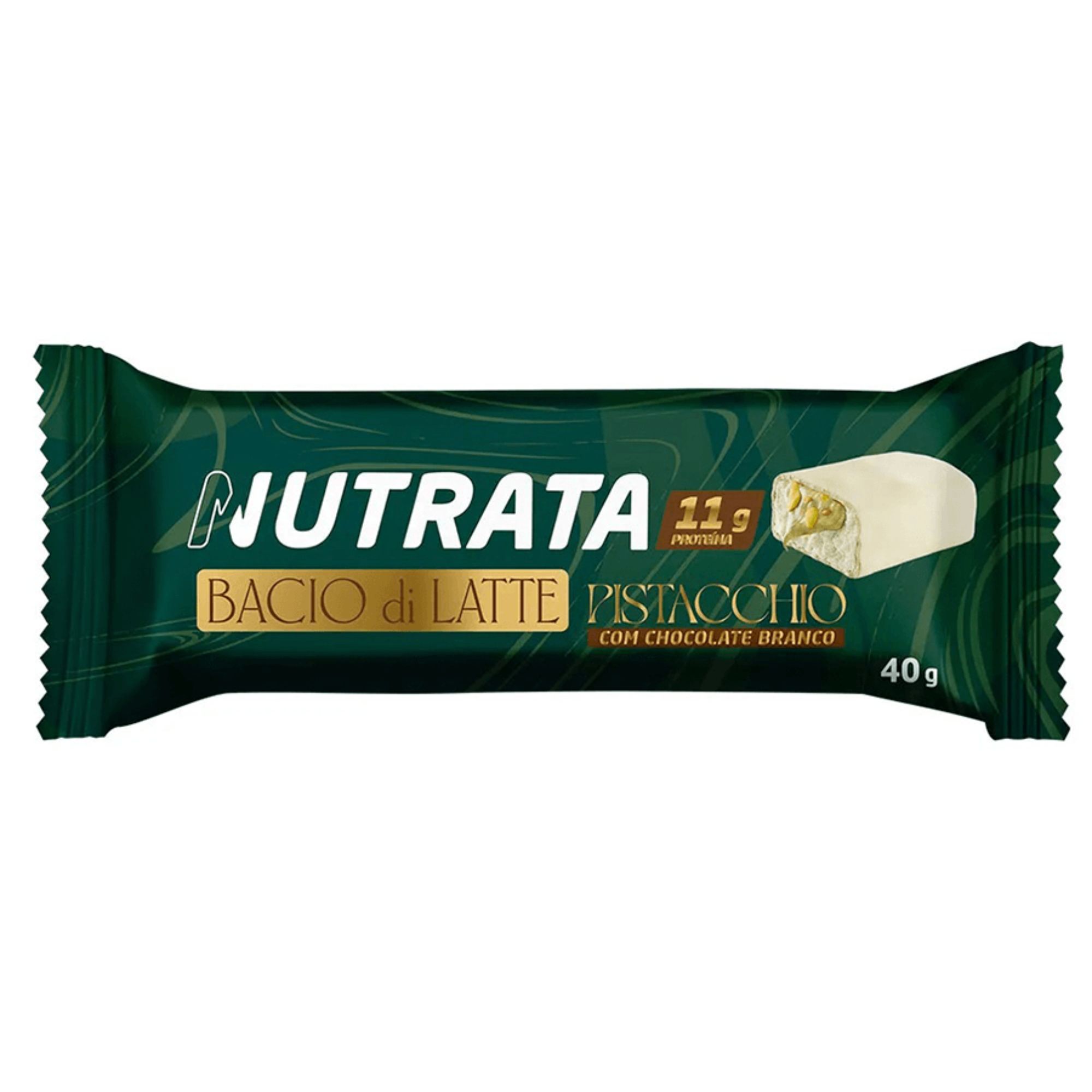Barra De Proteína Nutrata Bacio Di Latte Pistache Com Chocolate Branco 40g