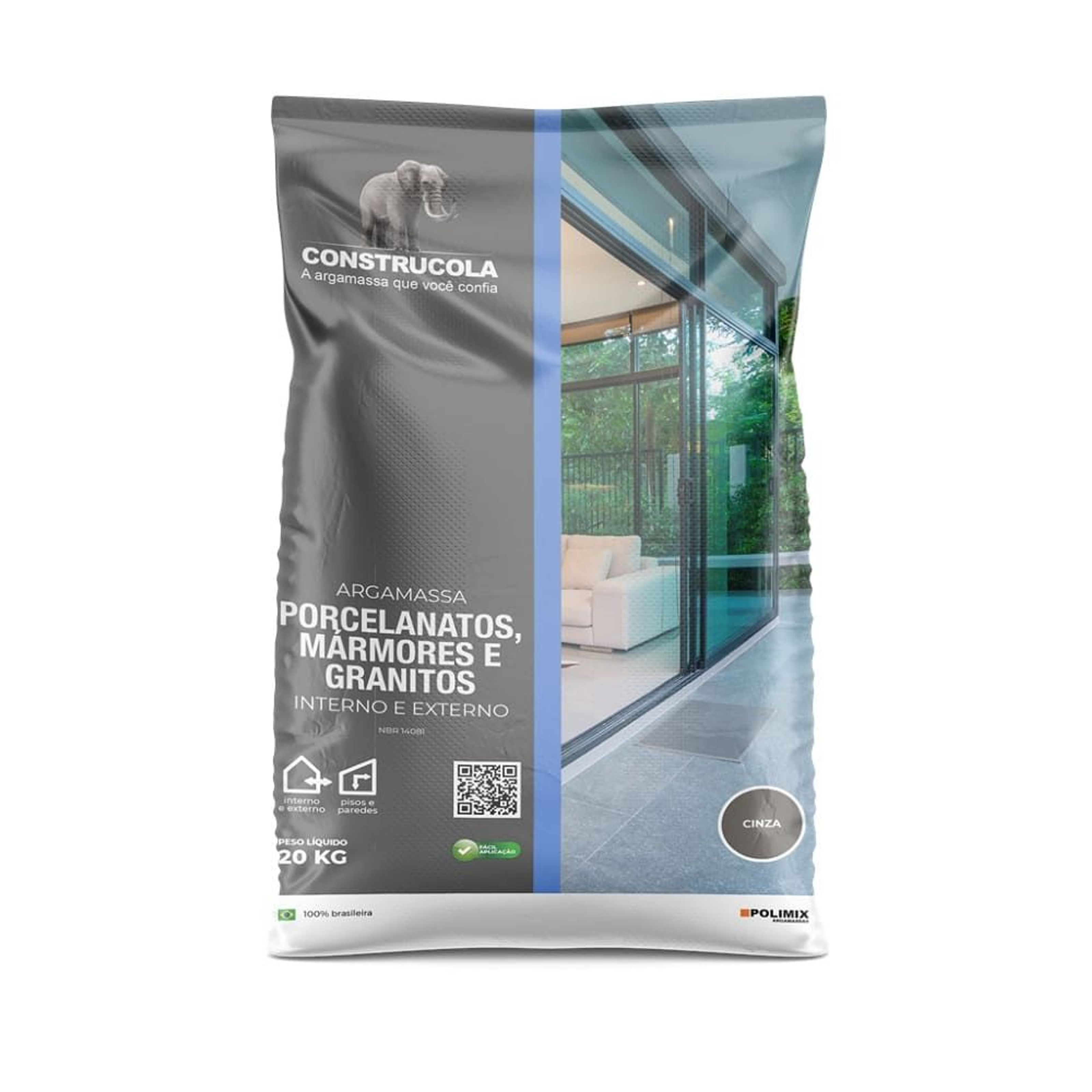 Argamassa Interna Externa 20Kg Cinza Construcola