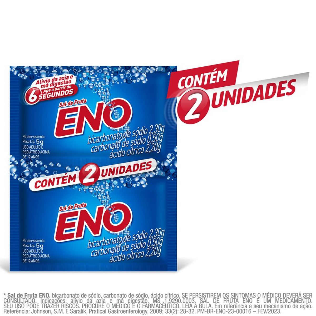 Antiácido Sal de Fruta Eno Tradicional 5g Efervescente 2 Sachês