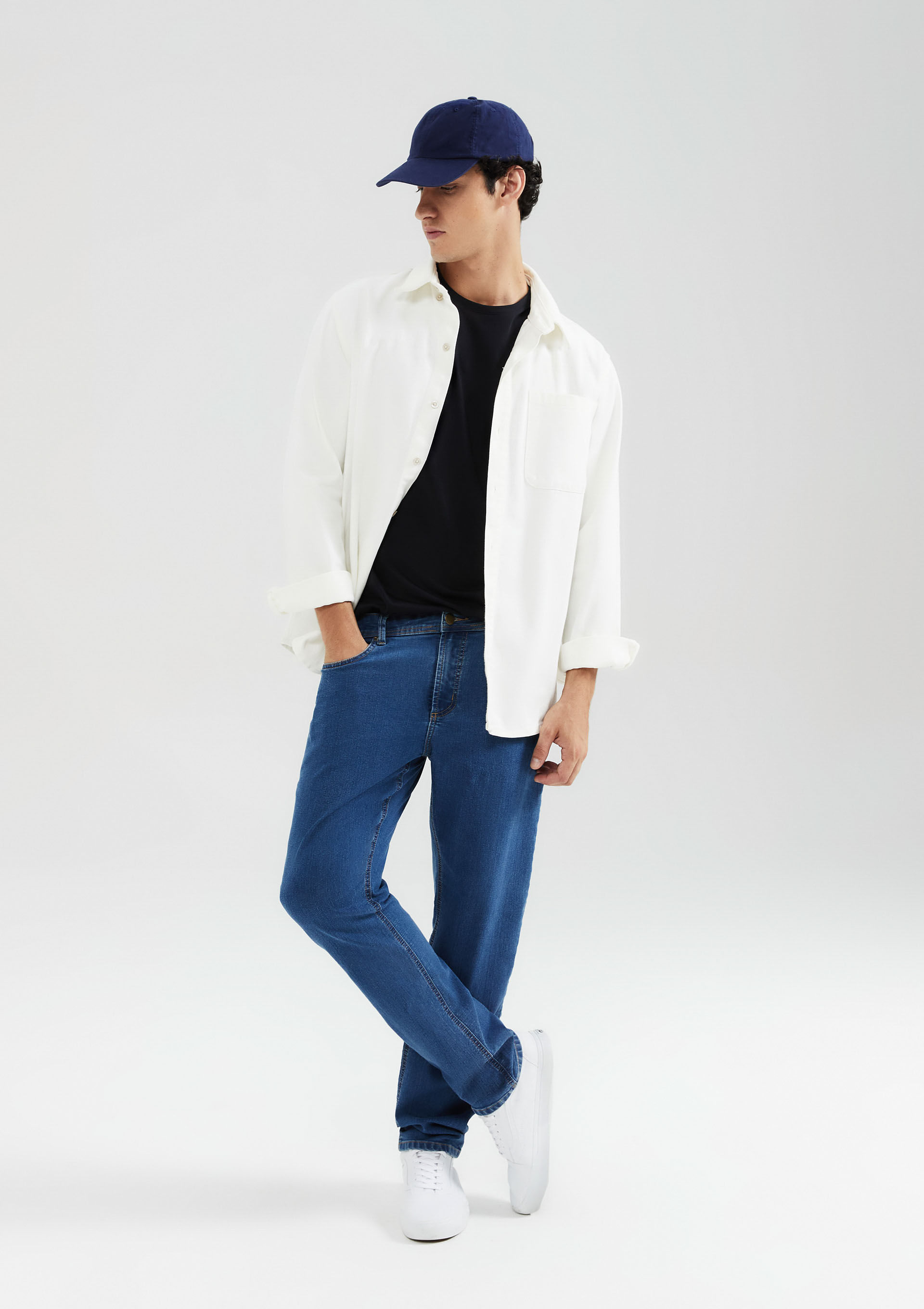 Calça Jeans Básica Masculina Slim - Azul Hering