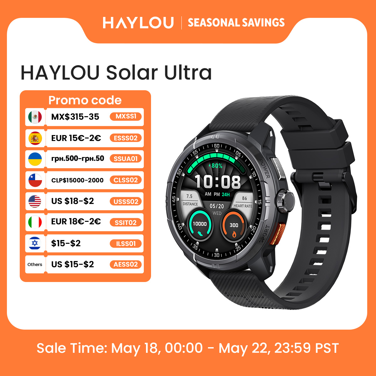 HAYLOU Solar Ultra GPS Smartwatch 1.6'' AMOLED