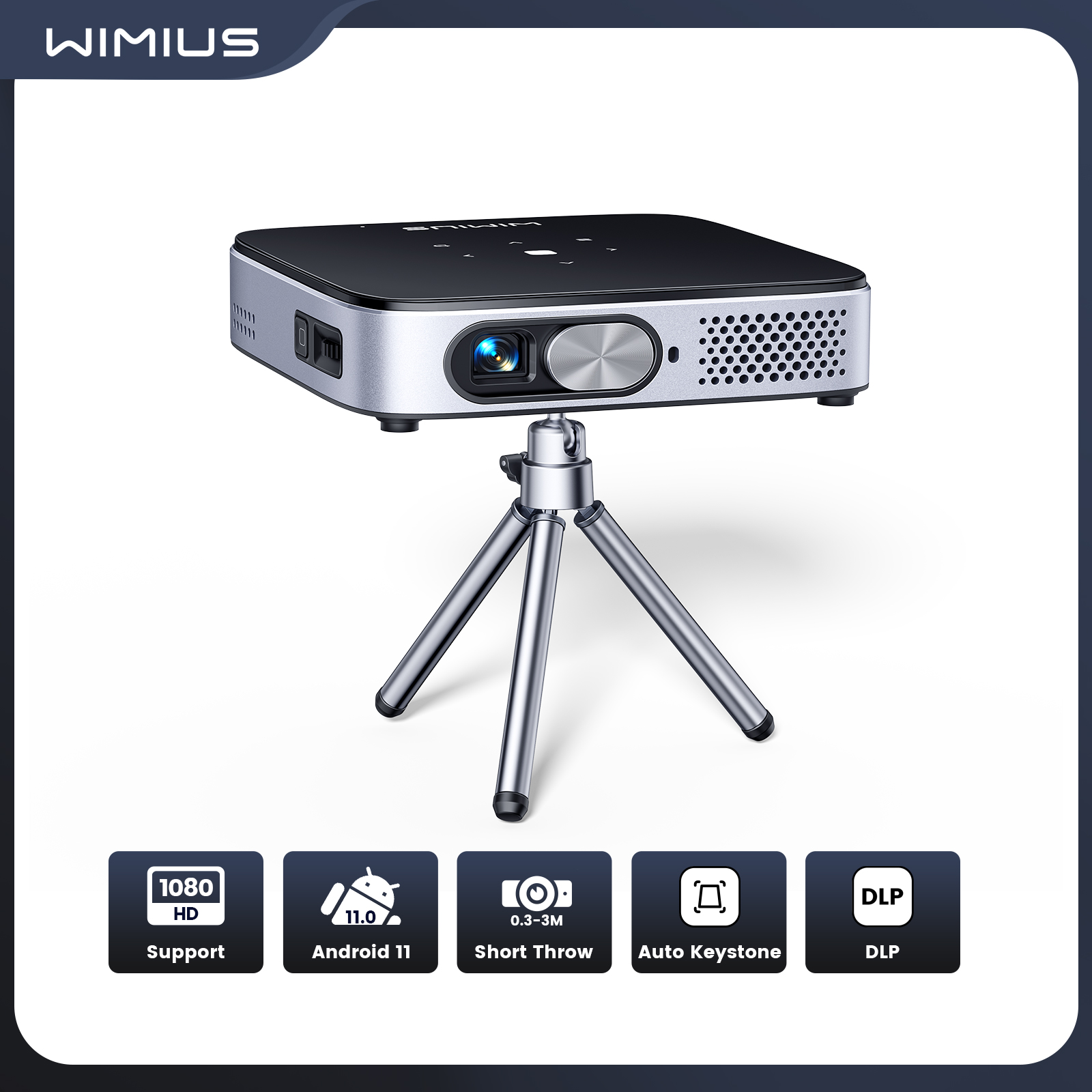 WiMiUS Q3 Mini Projetor Android 11.0 1080P DLP