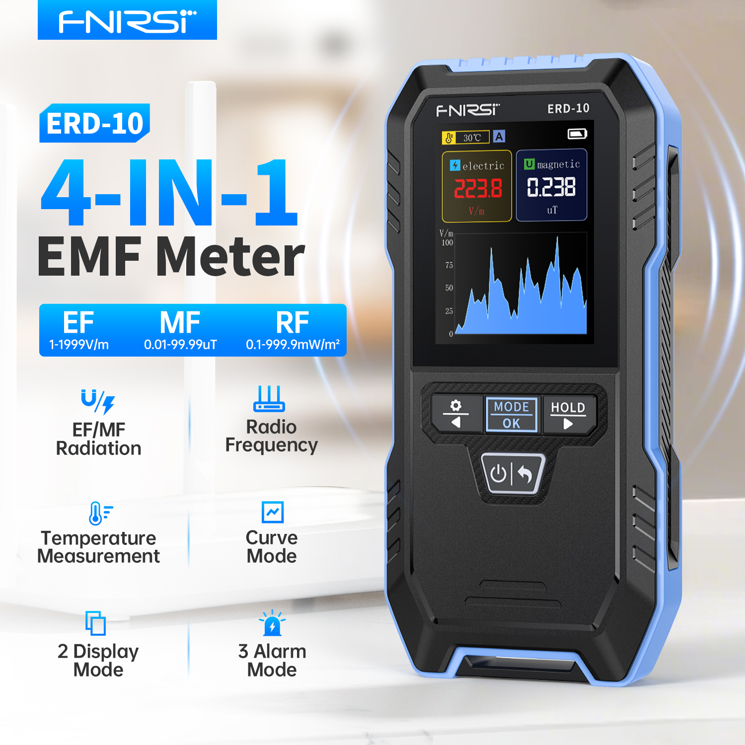 Detector de radiação EM 4 em 1 FNIRSI ERD-10 