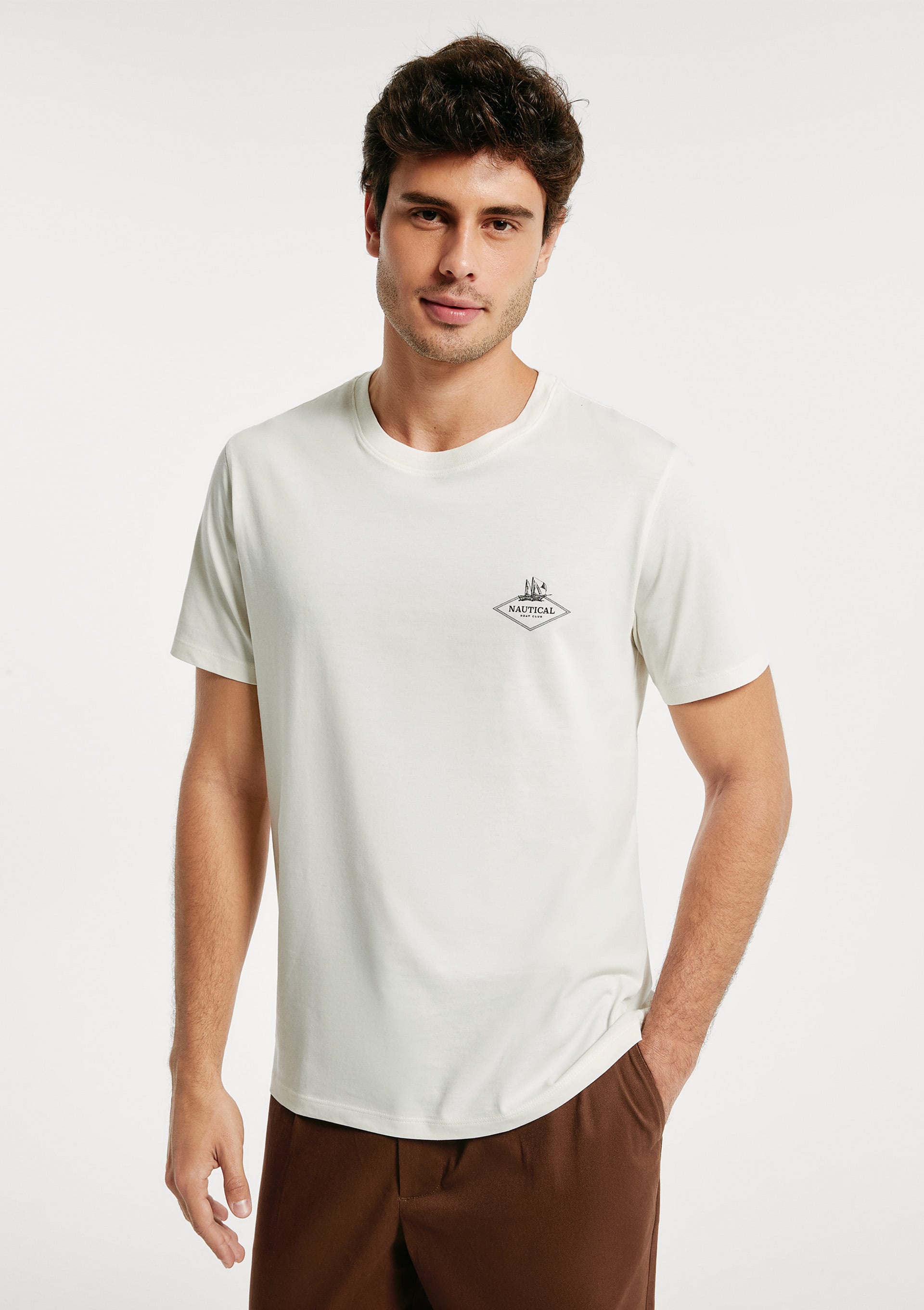 Camiseta Masculina de Algodão Peruano Estampada Hering