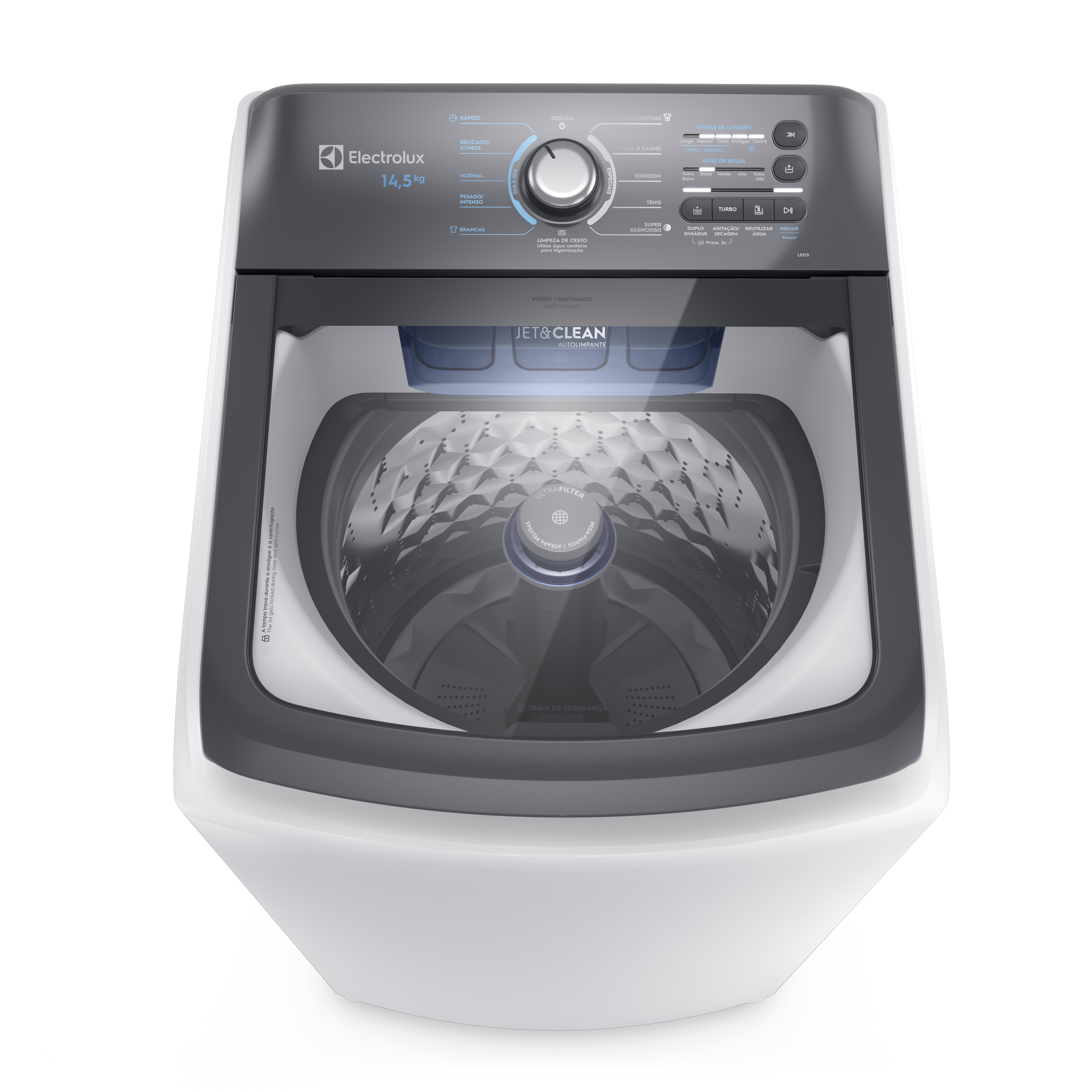 Máquina de Lavar Electrolux 14,5kg Branca Efficient Cesto inox e Jet&Clean LEE15 (LEE15) - 127V 220V