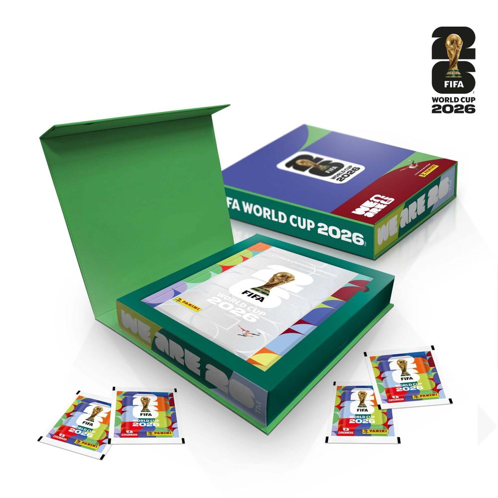 [Magalu] Box Premium Álbum de Figurinhas Capa Dura Prata Copa do Mundo FIFA 2026 EUA com 50 Pacotes de Figurinhas Panini