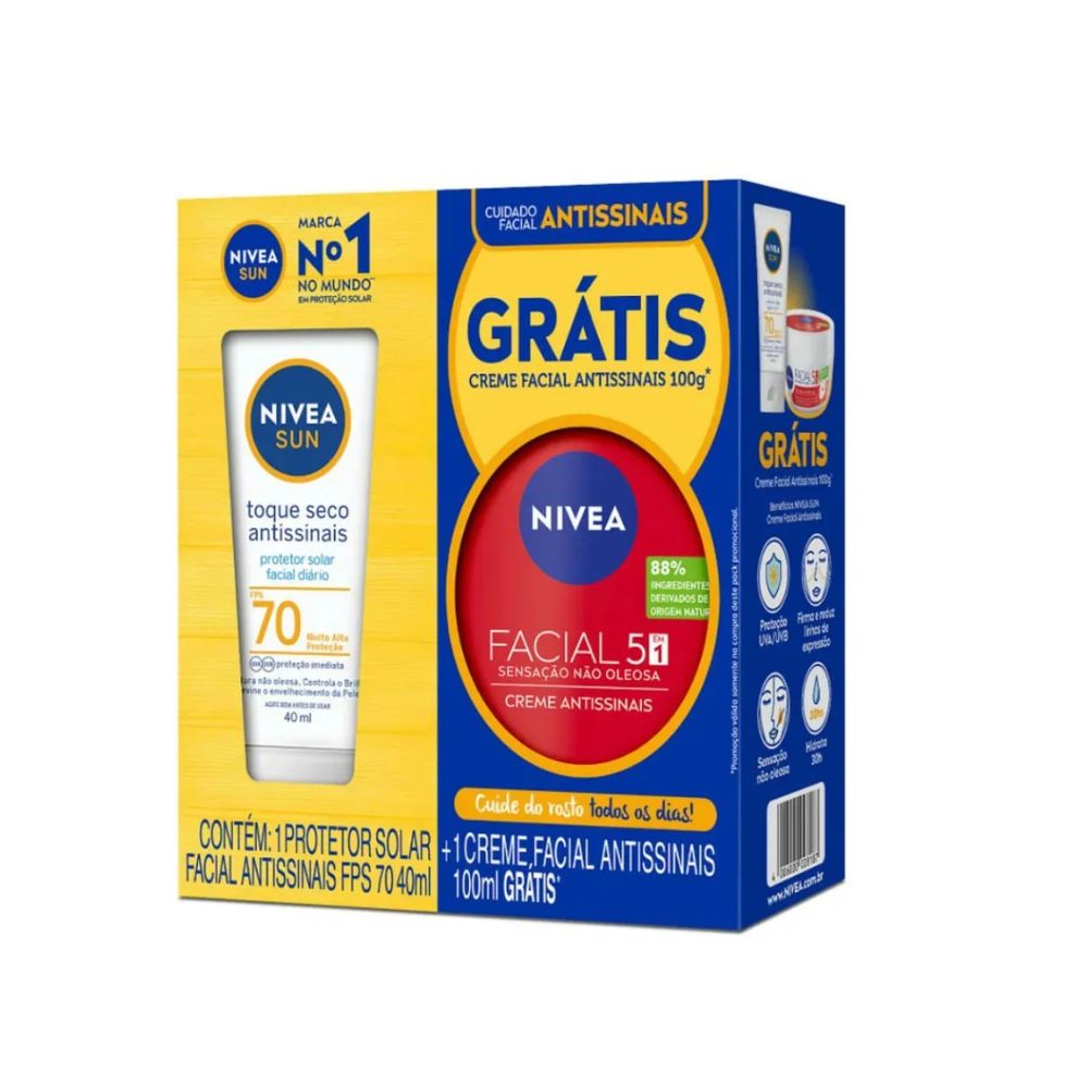 Nivea Sun Protetor Solar Facial FPS 70 Toque Seco