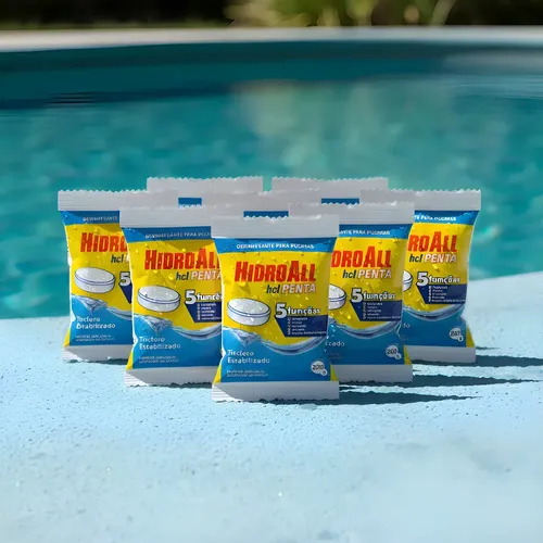 Kit 20 Pastilhas de Cloro Hidroall para Piscina